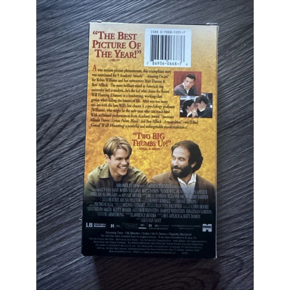Good Will Hunting (VHS 1997)  Academy award Winner Robin Williams Damon Affleck